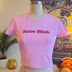 Sugar Thrillz Move B**** Ur In My Way Baby Tee Graphic Print Dolls Kill
